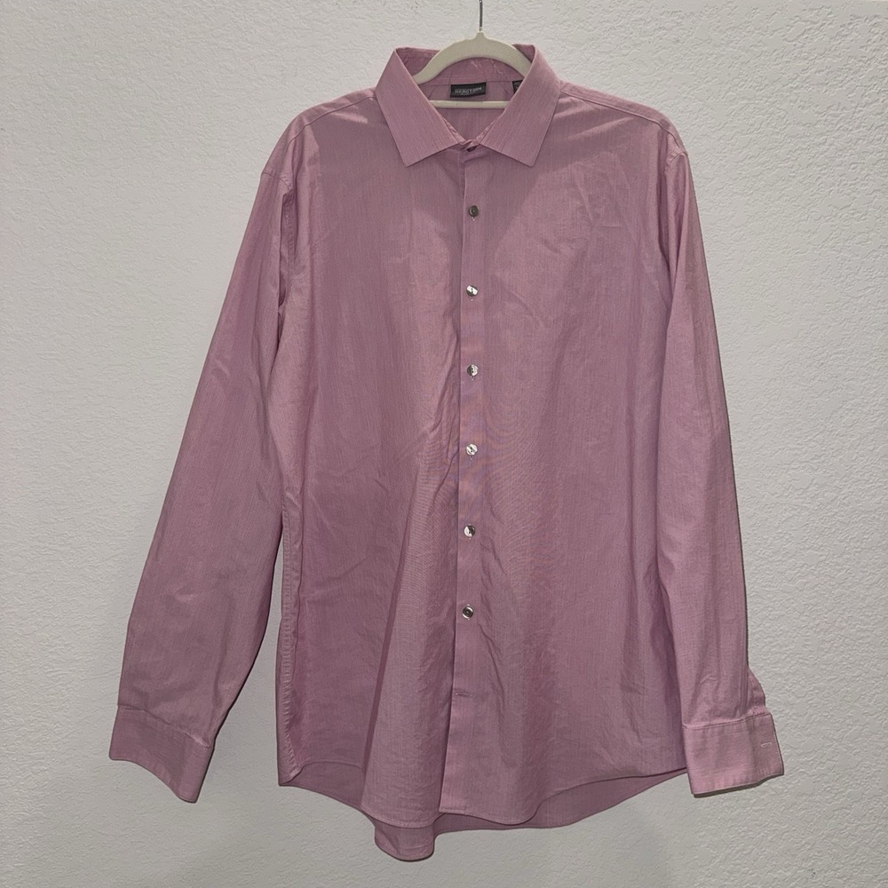Kenneth Cole Slim Fit‎ Stretch Easy Care Pink Dress Shirt 17 -34/35 Work Office